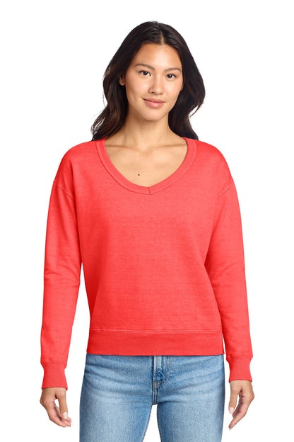 Port & Co Women's Beach Wash Garment-Dyed V-Neck Sweatshirt LPC098V