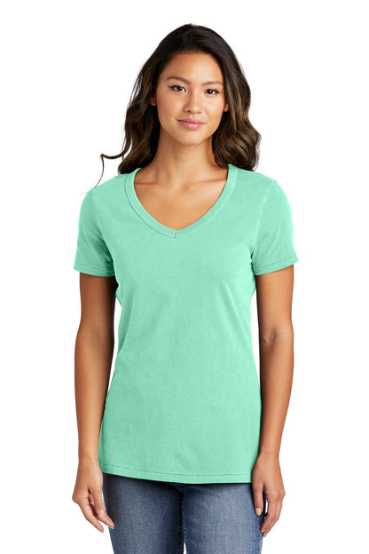 Port & Co Women's Beach Wash Garment-Dyed V-Neck Tee LPC099V