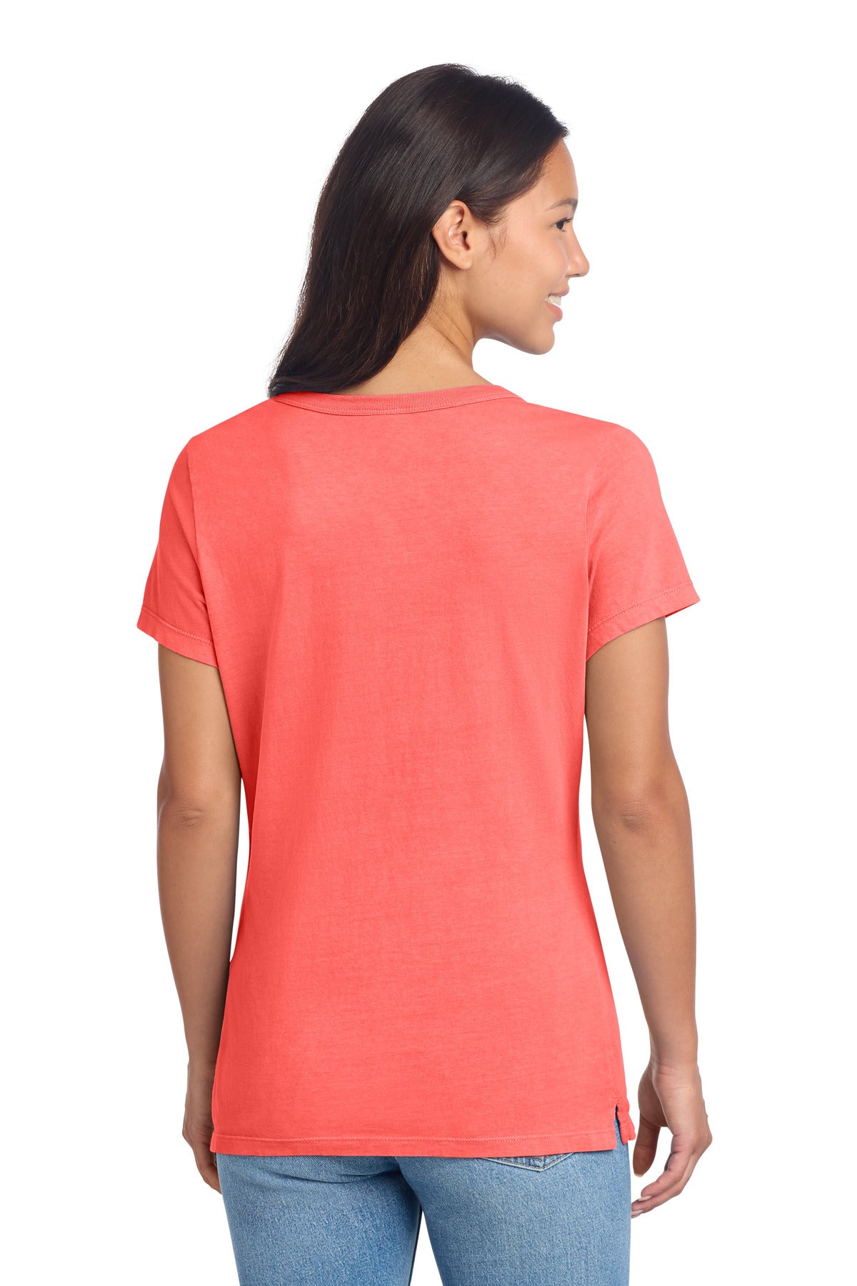 Port & Co Women's Beach Wash Garment-Dyed V-Neck Tee LPC099V