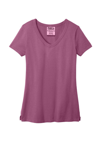 Port & Co Women's Beach Wash Garment-Dyed V-Neck Tee LPC099V