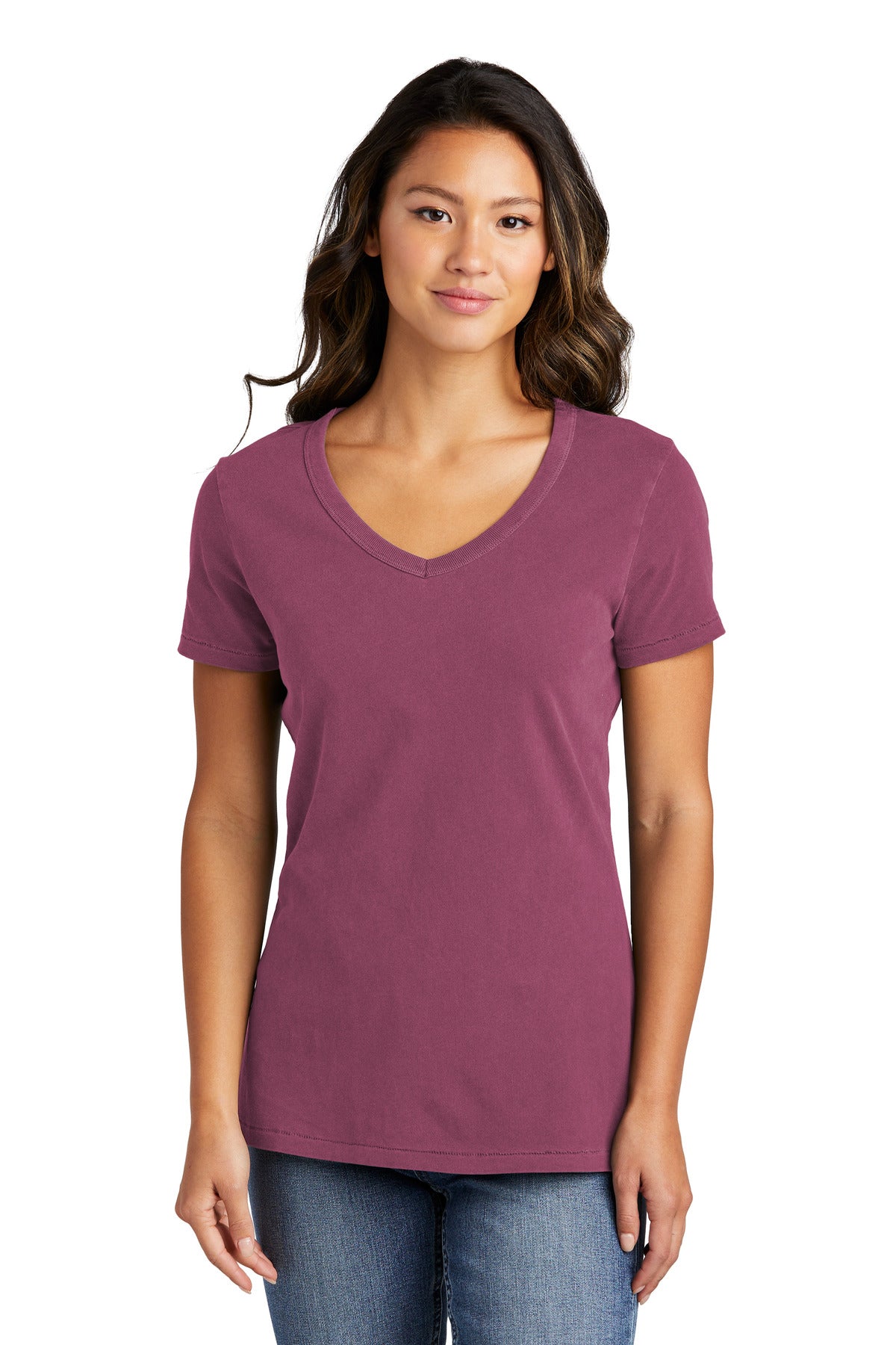 Port & Co Women's Beach Wash Garment-Dyed V-Neck Tee LPC099V